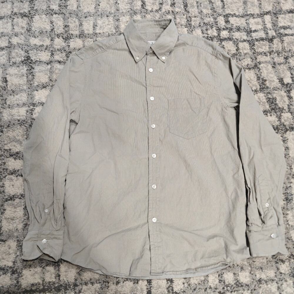 Dunhill London Mens Corduroy Button Up Shirt Medium Grey Long Sleeve Portugal